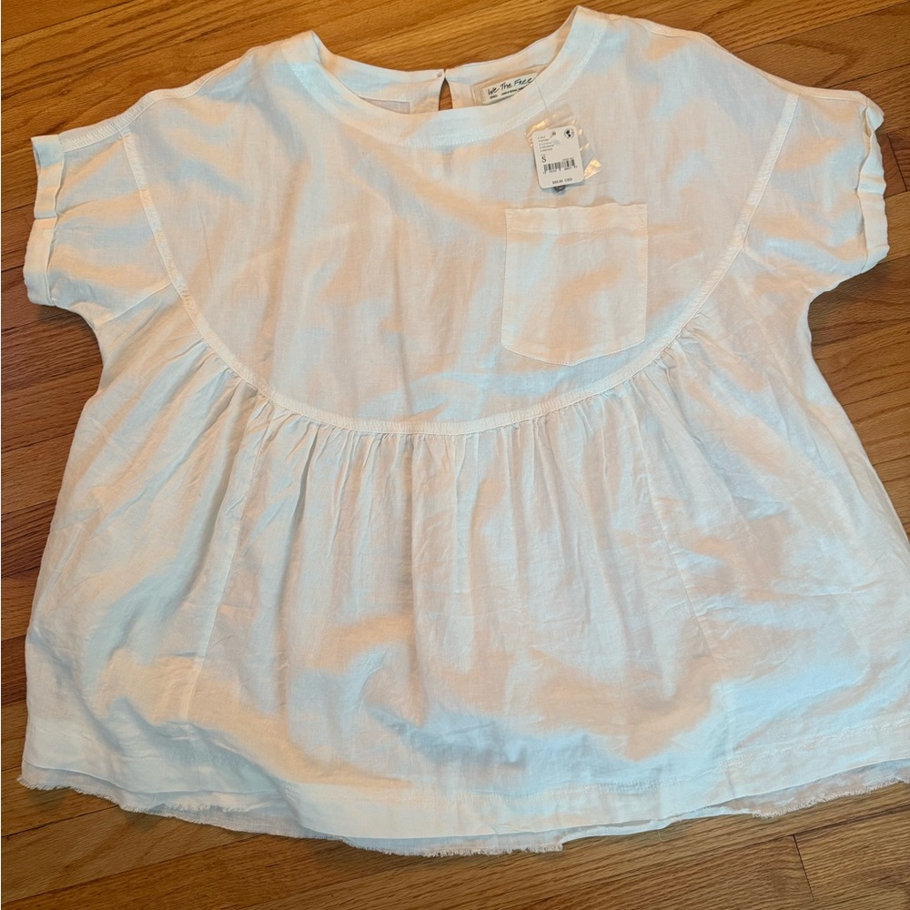 We The Free White Womens Blouse with Pocket